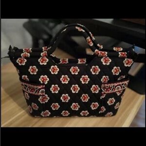 Vera Bradley Purse Black Red Floral Colorful Handbag 14”Wx12”Hx4”D